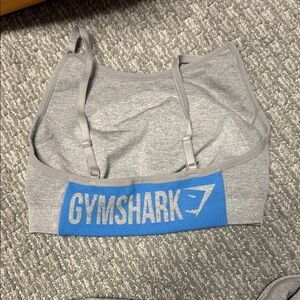Gymshark Heather Gray Sports Bra with Blue Logo